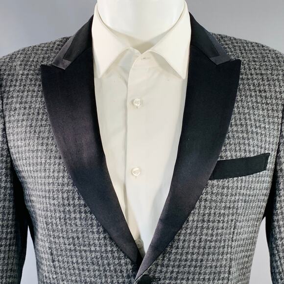 JUNYA WATANABE Size M Grey Black Houndstooth Wool Blend Slim Fit Sport Coat - Picture 2 of 8